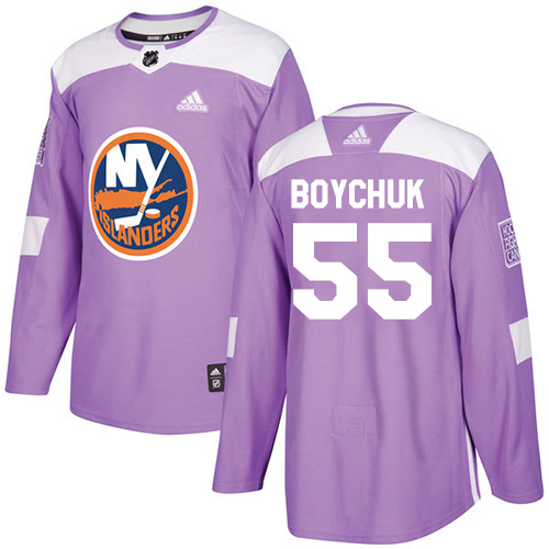 Adidas Islanders #55 Johnny Boychuk Purple Authentic Fights Cancer Stitched NHL Jersey - Click Image to Close